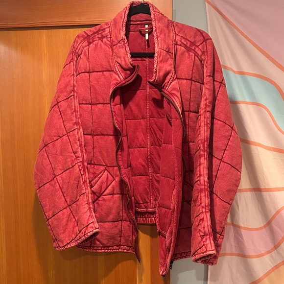 Free People Dolman Quilted Jacket - Red (Cherry Cola) - Picture 3 of 6